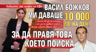 Бившата зам.-шефка на КФН: Васил Божков ми даваше 10 000 лв. на ден, за да правя това, което поиска