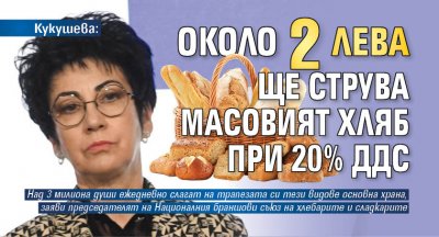 Кукушева: Около 2 лева ще струва масовият хляб при 20% ДДС