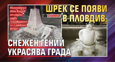 Шрек се появи в Пловдив, снежен гений украсява града (СНИМКИ)