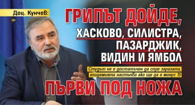 Доц. Кунчев: Грипът дойде, Хасково, Силистра, Пазарджик, Видин и Ямбол първи под ножа