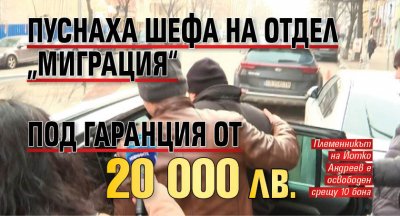 Пуснаха шефа на отдел „Миграция“ под гаранция от 20 000 лв.