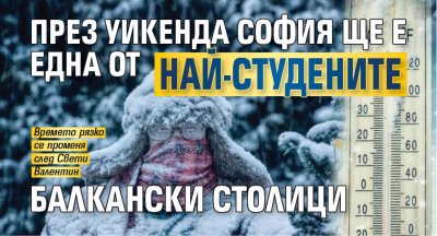 През уикенда София ще е една от най-студените балкански столици