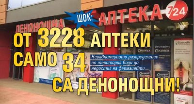 ШОК: От 3228 аптеки само 34 са денонощни!