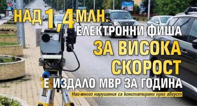 Над 1,4 млн. електронни фиша за висока скорост е издало МВР за година