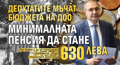 Депутатите мъчат Бюджета на ДОО: Минималната пенсия да стане 630 лв. 