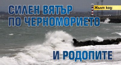 Жълт код: Силен вятър по Черноморието и Родопите