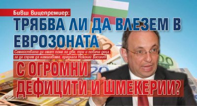 Бивш вицепремиер: Трябва ли да влезем в еврозоната с огромни дефицити и шмекерии?