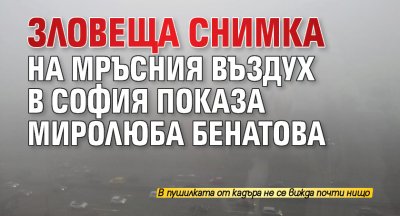 Зловеща снимка на мръсния въздух в София показа Миролюба Бенатова