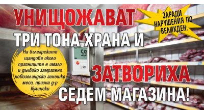 Заради нарушения по Великден: Унищожават три тона храна и затвориха седем магазина!