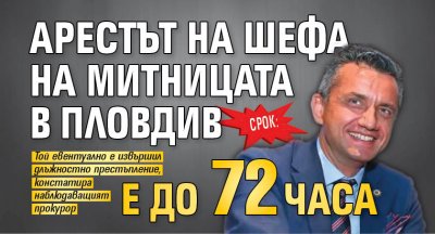 Срок: Арестът на шефа на митницата в Пловдив е до 72 часа