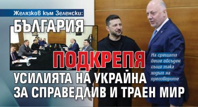 Желязков към Зеленски: България подкрепя усилията на Украйна за справедлив и траен мир