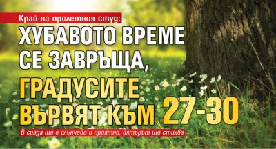 Край на пролетния студ: Хубавото време се завръща, градусите вървят към 27-30 