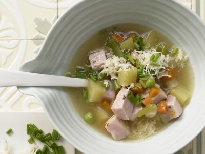 Картофена супа с шунка и хрян
