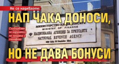 Не се надявайте: НАП чака доноси, но не дава бонуси