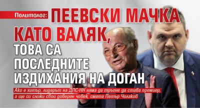 Политолог: Пеевски мачка като валяк, това са последните издихания на Доган
