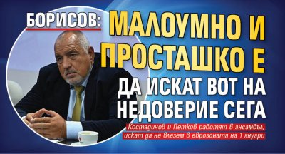 Борисов: Малоумно и просташко е да искат вот на недоверие сега 