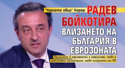 "Черната овца" Лорер: Радев бойкотира влизането на България в еврозоната 