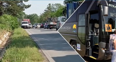 Верижна катастрофа с автобус с ученици, няма пострадали