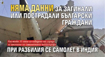 Няма данни за загинали или пострадали български граждани при разбилия се самолет в Индия