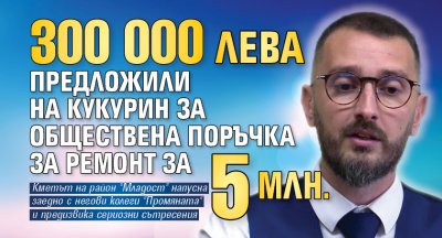 300 000 лева предложили на Кукурин за обществена поръчка за ремонт за 5 млн.