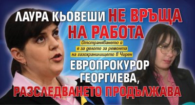 Лаура Кьовеши не връща на работа европрокурор Георгиева, разследването продължава 