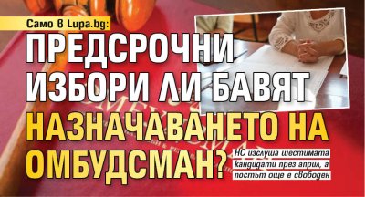 Само в Lupa.bg: Предсрочни избори ли бавят назначаването на омбудсман?