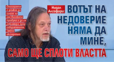 Нидал Алгафари: Вотът на недоверие няма да мине, само ще сплоти властта