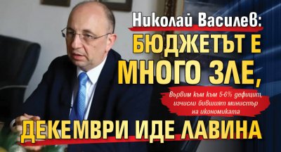 Николай Василев: Бюджетът е много зле, декември иде лавина
