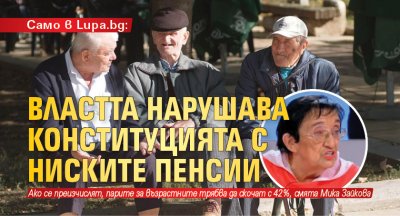 Само в Lupa.bg: Властта нарушава Конституцията с ниските пенсии
