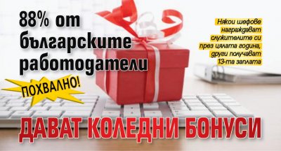 Похвално! 88 % от българските работодатели дават коледни бонуси