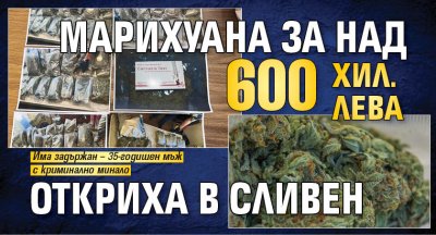 Марихуана за над 600 хил. лева откриха в Сливен