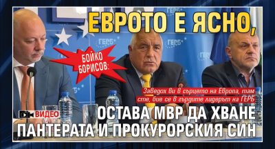 Бойко Борисов: Еврото е ясно, остава МВР да хване пантерата и прокурорския син (ВИДЕО)