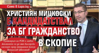Само в Lupa.bg: Християн Мицкоски е кандидатствал за БГ гражданство в Скопие