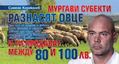 Симеон Караколев: Мургави субекти разнасят овце и ги продават между 80 и 100 лв.