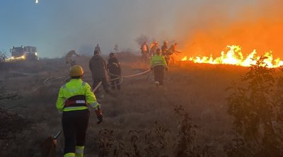 Пожарът над село Опицвет се разгоря отново, заплашва детски онкоцентър