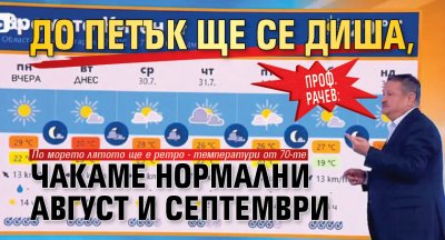 Проф. Рачев: До петък ще се диша, чакаме нормални август и септември
