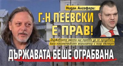 Нидал Алгафари: Г-н Пеевски е прав! Държавата беше ограбвана