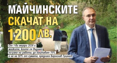 Майчинските скачат на 1200 лв. 