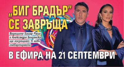 "Биг Брадър" се завръща в ефира на 21 септември