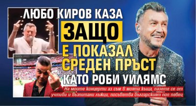 Любо Киров каза защо е показал среден пръст като Роби Уилямс