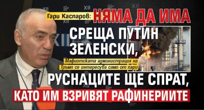 Гари Каспаров: Няма да има среща Путин - Зеленски, руснаците ще спрат, като им взривят рафинериите