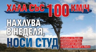 Хала със 100 км/ч нахлува в неделя, носи студ