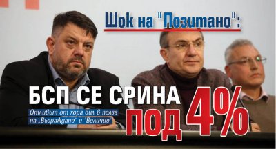 Шок на "Позитано": БСП се срина под 4%