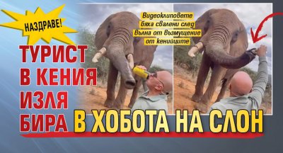 Наздраве! Турист в Кения изля бира в хобота на слон 