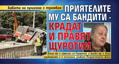 Бабата на хулигана с трамвая: Приятелите му са бандити - крадат и правят щуротии