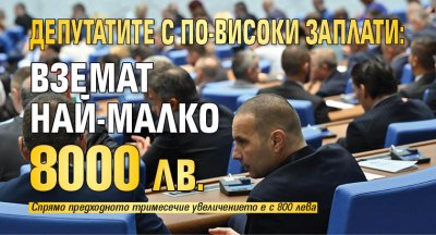 Депутатите с по-високи заплати: Вземат най-малко 8000 лв.