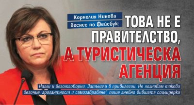 Корнелия Нинова беснее по Фейсбук: Това не е правителство, а туристическа агенция