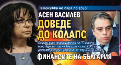 Теменужка не пада по гръб: Асен Василев доведе до колапс финансите на България