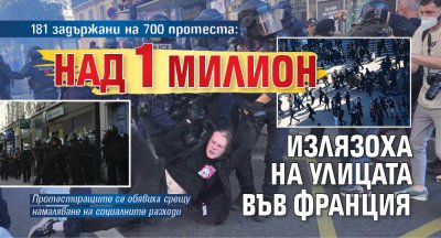 181 задържани на 700 протеста: Над 1 милион излязоха на улицата във Франция