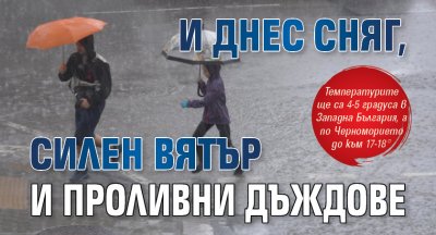 И днес сняг, силен вятър и проливни дъждове
